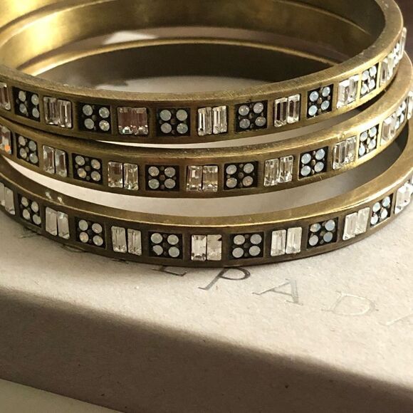 SILPADA Modern MAVEN Swarovski Crystal Accented Brass Bangle NIB - Picture 8 of 13